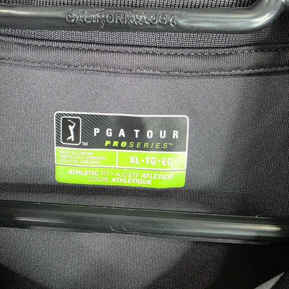 Mens PGA Tour Pro Series Gray & Red Striped Polo Shirt Short Sleeve Polyester XL - Picture 2 of 7